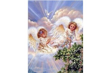 *MOZAIKA DIAMENTOWA 5D,40x30 cm, Aniołki na niebie