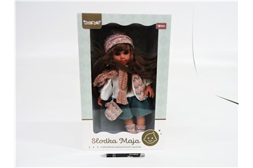 LALKA SŁODKA MAJA, kamizelka, róż., 27x10,7x43 cm