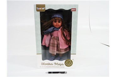 LALKA SŁODKA MAJA, róż. płaszcz, 27x10,7x43 cm