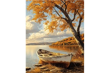 MOZAIKA d. DIAMENTOWA, 40X30 cm.Łódka pod drzew.
