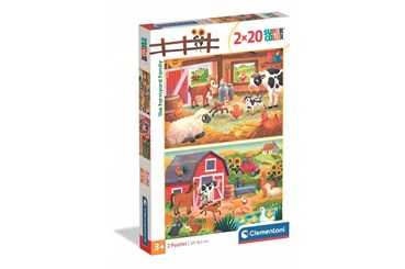 CLEM. PUZZLE 2 x 20 EL SUPER KOLOR The Farmyard Fa