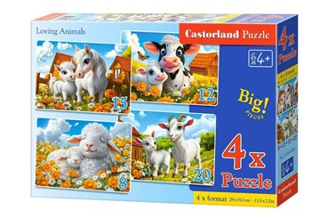 *CAS. PUZZLE 4w1 Kochające zwierzęta