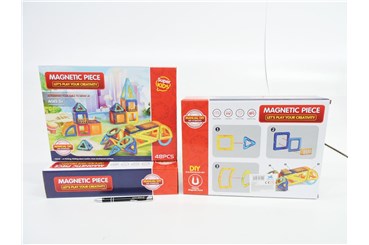 KLOCKI magnetyczne, 45 el., 32x24x8 cm, kształty