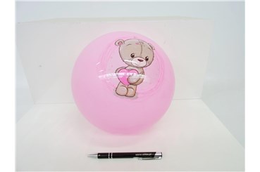 PIŁKA gumowa, miś, róż., 23 cm