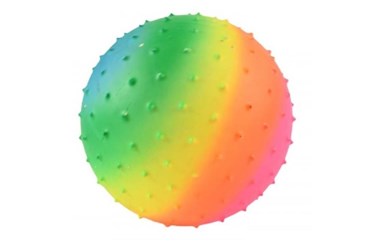 PIŁKA gumowa, tęczowa z kolcami