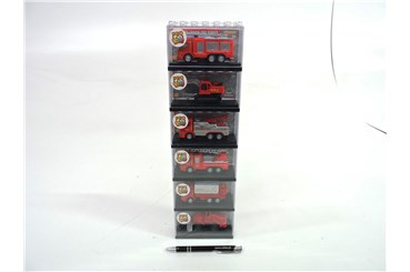 Autko w klocku 1:64 straż poż., 11x7x4,5 cm, 6 pak
