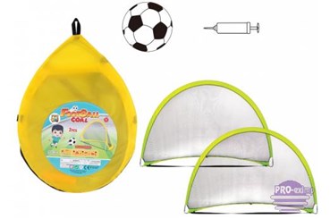 BRAMKI dwie półokrągłe z piłką i pompką, 32x43 cm