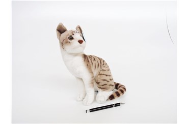*PLUSZ kot, 30 cm,  biało-szary, siedzący
