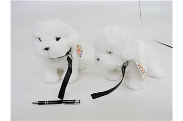 PLUSZ pies maltańczyk, ze smyczą, 22 cm