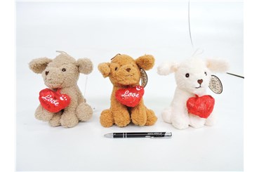 AST. PLUSZ PIES 15 cm, z sercem, 3 kol.