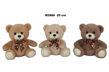 PLUSZ MIŚ 3 kol 20 cm brązowa kokarda w kokardki