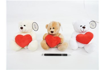 AST. PLUSZ miś, 15 cm, Z SERCEM, 3 kol.