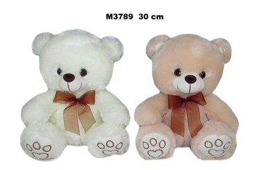 PLUSZ MIŚ 2 kol 28 cm brązowa kokarda