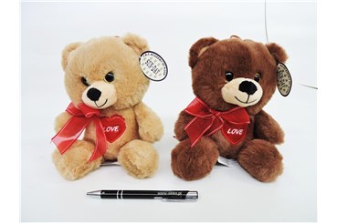 AST. PLUSZ MIŚ 20 cm, z kokard., 2 kol.