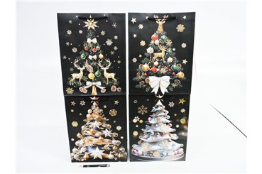 AST. TORBA x 12 PREZENT. 32x26x10 choinka czarna