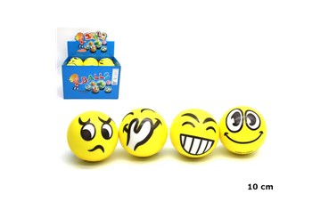 PIŁKA x 12  MIĘKKA 10 cm żółta uśmiech