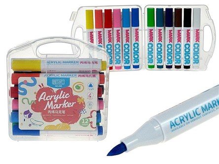 ZESTAW 12 flamastrów akrylowych 13,5x13cm, PVC