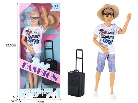 Lalka 29cm, chłopiec na wakacjach 32,5x14x5cm