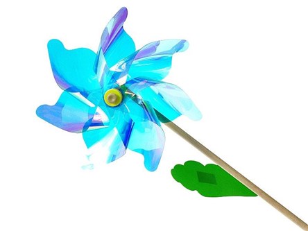 WIATRACZEK neonowy śr.32cm drewniany trzonek 60 cm