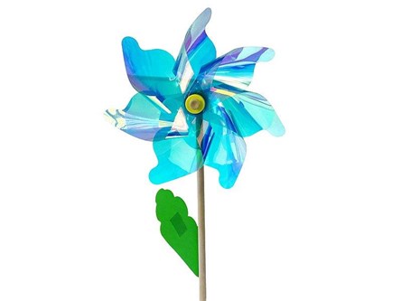 WIATRACZEK neonowy śr.32cm drewniany trzonek 60 cm