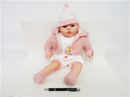 LALKA BOBAS, 45 cm, ubranie w kropki