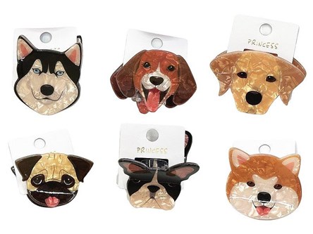 SPINKA do włosów, klamerka, pies, opak.12szt