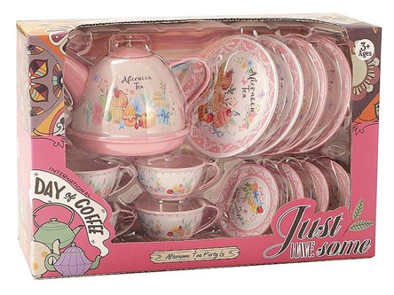 Zestaw do herbaty, z tacą, 14 części; 24,5x16,5x9,