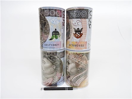 AST. SKARBONKA metal, banknoty PLN, 15x10 cm, 2 wz