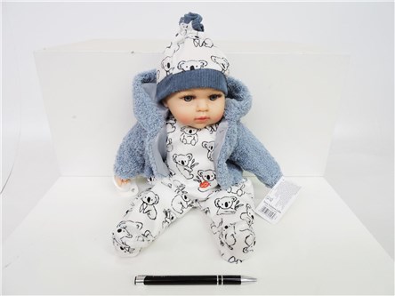 *LALKA BOBAS, ubranko w koale, 45 cm, dźw,   fol.