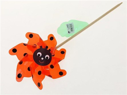 Wiatraczek śred.21cm, z drewnanym trzonkiem dł.40c