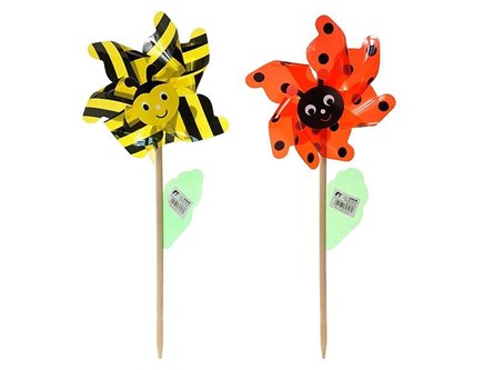 Wiatraczek śred.21cm, z drewnanym trzonkiem dł.40c