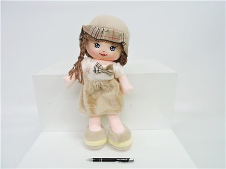 LALKA szmacianka z dźw., 40 cm, brąz. futro