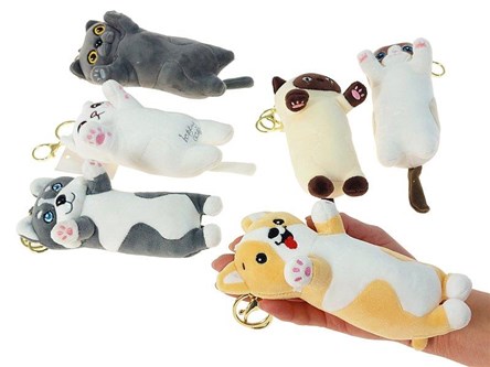 BRELOK piesek, kotek pluszowy, dł. z ogonem 18 cm