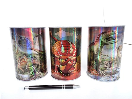 AST. SKARBONKA metal. dinozaury, holo, 2 wz.