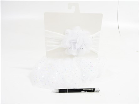 STRÓJ, spódniczka + opaska z kwiatem, biały, fol