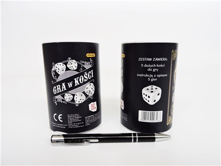 GRA W KOŚCI, kubek + 5 kości, 3+
