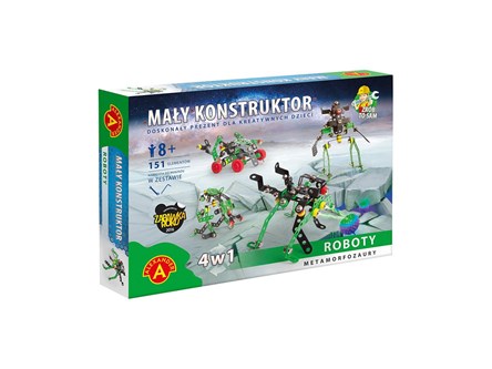 MAŁY KONSTRUKTOR ROBOTY 4w1, 151 el.,     kart.