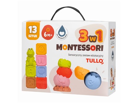 MONTESSORI Klocki sensoryczne, zwierzątka, 13 sztu