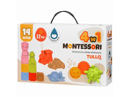 MONTESSORI, Klocki sensoryczne, pojazdy,14 sztuk