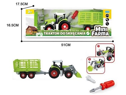 MINI FARMA TRAKTORR Z PRZYCZZEPĄ DO SKRĘCANIA 2 WZ