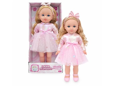LALKA NATALIA na spacerze FUNKCYJNA 36 cm różowa