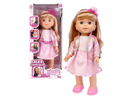LALKA NATALIA CHODZĄCA 40 cm rózwa sukienka