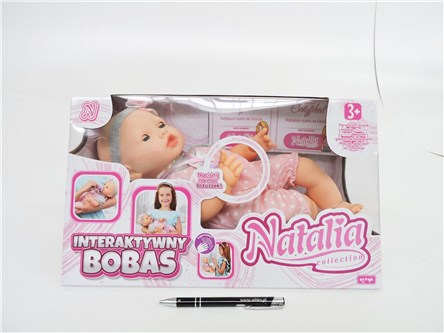 *LALKA BOBAS NATALIA, 41 cm, ze smoczkiem mimiczny