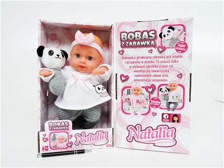 LALKA Natalia BOBAS, 33 cm, z zabawką,      kart.