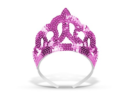 TIARA, cekinowa, róż., 11x13x8,5 cm