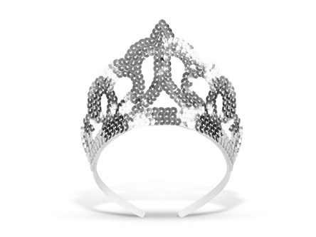 TIARA, cekinowa, srebrna, 11x13x8,5 cm