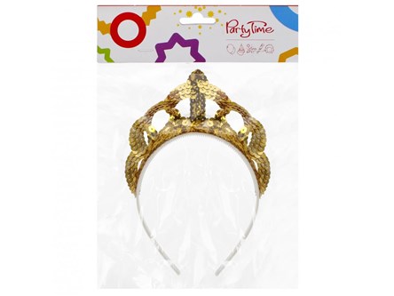 TIARA, cekinowa, złota, 11x13x8,5 cm