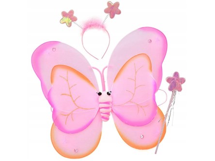 KOMPLET MOTYLA, skrzydełka, róż.
