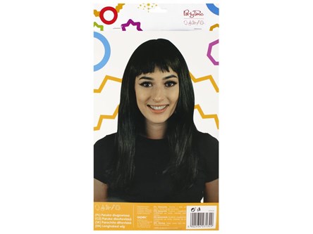 PERUKA długowłosa, czarna, 50 cm