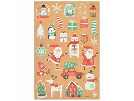 AST. Świąteczne naklejki kraftowe 25x14.5cm, 2 wz.